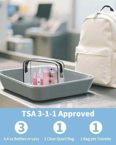 WANDF 2 Pack TSA Clear Bags