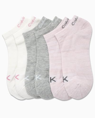 Image of Calvin Klein Womens No Show Socks - 6 Pack Breathable Cotton Blend Athletic Performance Low Cut Running Socks for Women