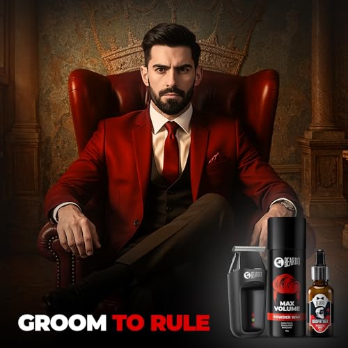 Image of Beardo Alpha Edge Combo for Men | Ape-X Go Trimmer (5500 RPM, 80 Min Run Time, Travel Friendly), Godfather Lite Beard Oil (30ml), Max Volume Powder Wax (10g) | Complete Beard & Hair Grooming Kit | Gift for Men