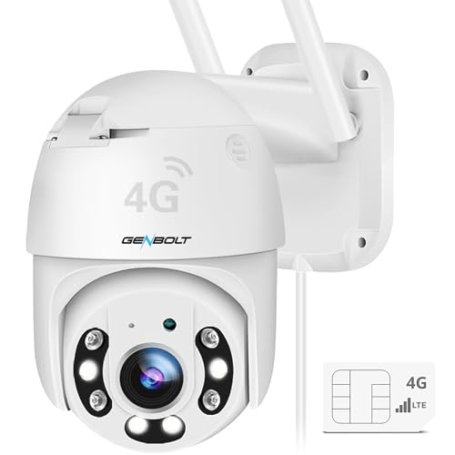 GENBOLT 3G/4G LTE Security Camera Outdoor No WiFi, Cellular CCTV Camera with Sim Card, IP Surveillance Camera Wired with Humanoid Detection, Auto Tracking, Floodlight Color Night Vision [DC&PoE]