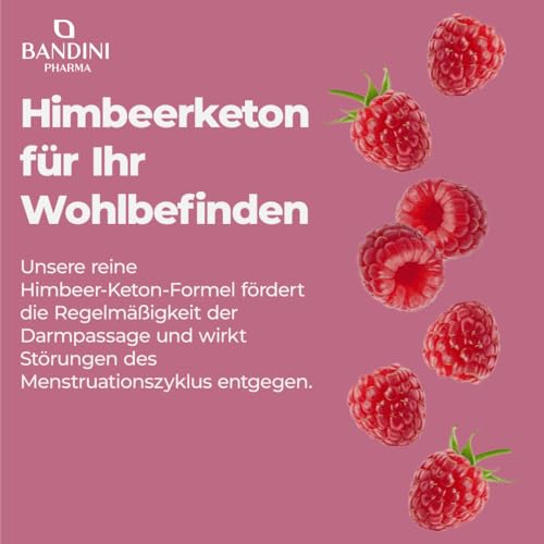 Bandini® Himbeer Keton 1200 mg - Raspberry Ketone mit Himbeerfruchtextrakt - 180 Kapseln für 6 Monate - 100% Vegan Himbeerketon Supplement - Ideal für Keto-Diät & Low Carb - Ohne Magnesiumstearat – Bild 4