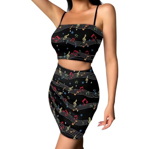 Image of Biyejit Women's 2 Piece Summer Outfits Spaghetti Strap Crop Tops and Bodycon Mini Skirt Dress Set Plus Size S-4XL