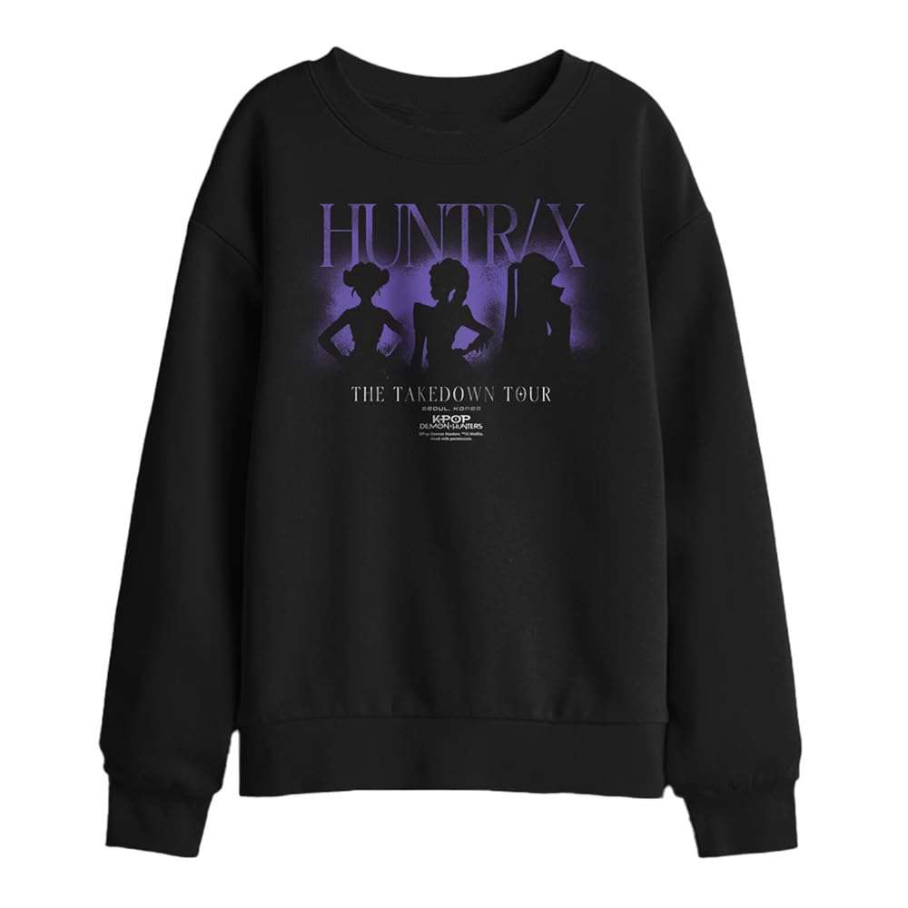 Kpop Demon Hunters Huntrix The Takedown Tour Shadows Kids Sweatshirt, Black, 9-11Y