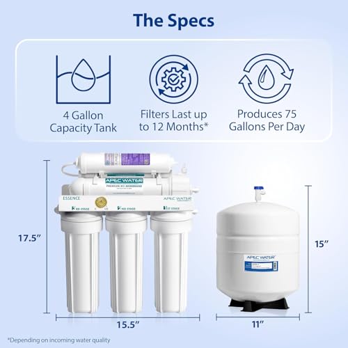 Image of APEC Water Reverse Osmosis Water Filter System, WQA Certified, 6-Stage with Alkaline Mineral pH+ and Extra High Capacity Pre-Filter Set Stage 1-3, Ultra Safe Essence Series, 75 GPD