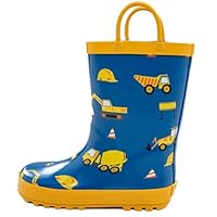 Hbxooxts Kids Rain Boots - Toddler Waterproof Rubber Kids Rain Boots for Girls and Boys with Fun Patterns and Easy-On Handles