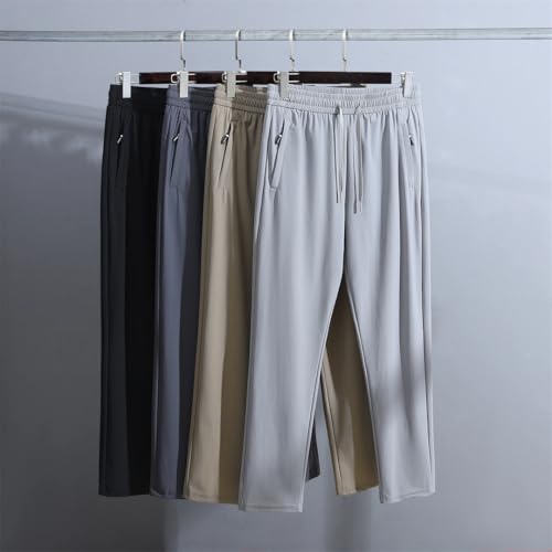 Kelsiop Men's Business Casual Pants Ice Silk Summer Work Trousers4