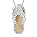 Hawaiian Silver Jewelry Sterling Silver Mother Of Pearl Synthetic CZ Slipper Flip Flop Necklace, 18-Inch