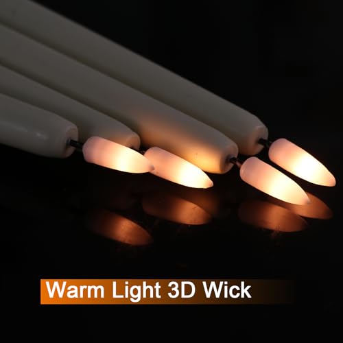 Image of Flameless Taper Candles Flickering with 3D Wick, LED Taper Candle with 10 Key Remote Timer, 6 Pack of Flameless Battery Candlesticks Real Wax for Home Wedding Decoration