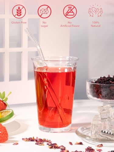 Image of TeeLux Strawberry Hibiscus Iced Tea, Natural Hibiscus Tea with Stevia and Rosehip, Tangy & Sweet Flavor, Caffeine Free, 100 Count