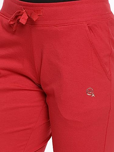 Image of Macrowoman Women's Comfort Shorts in Cotton Poly Fabric with Low-Waist Fit, Elastic Waistband, and Front Pockets, Ideal Women's Shorts for Loungewear and Casual Wear, Shanghai Red, XL, Pack of 1