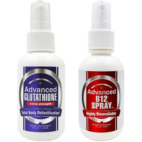 Advanced Glutathione + Advanced Vitamin B12 Spray Bundle (4 oz) | Antioxidant Free Radical Remover + Energizing B12 Cover