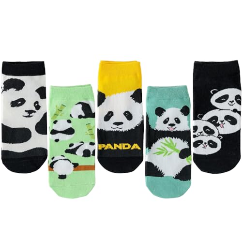 5 Pairs Cute Cartoon Animals Print Cotton Ankle Socks for Women Teens