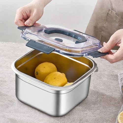 Image of Stainless Steel Square Oil Filter Frying Pot With Lid | Multi-Functional Tempura Deep Fryer & Steamming Pot | Kitchen Stock Pot For Cooking Portable Crisper Pan.