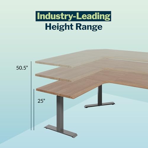 Image of Vari ComfortEdge 80x60 L-Shape Desk- Varidesk Electric Electric Height Adjustable Corner Desk- Home Office Workstation - Walnut Top /Slate Legs (Ships in 3 Boxes)