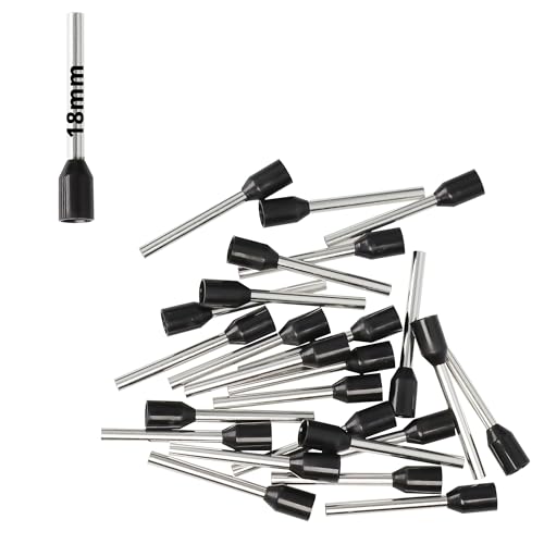 Afeld Elektro Aderendhülsen 1,50mm² schwarz isoliert Hülsenlänge 18mm Gesamtlänge 25,2mm 25 Stück für fein- und feinstdrähtige Leiter