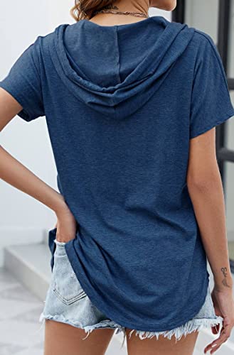 Image of Womens Long Sleeve V Neck Hoodie Sweatshirts Lightweight Pullover Tops