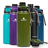 SANTECO Trinkflasche Edelstahl isoliert 500ML, 710ML I Auslaufsicher Thermoskanne I BPA-Frei mit Schraubverschluss Isolierflasche für Sport, Laufen, Fahrrad, Yoga, Wandern und Camping I Sportdeckel