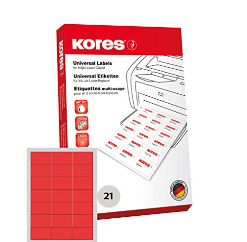 Etiquetas Kores universales de 70 x 42,3 mm rojas para solucionar tu organización de archivos