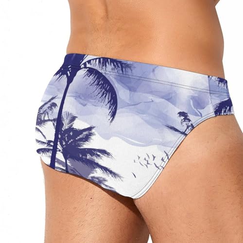 Palm Trees Mens Swim Briefs Quick Dry Swimming Trunks Training Swimsuit Low Rise Swimwear3
