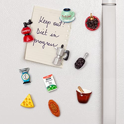 10-Pack Cute Mini Fridge Magnets 3D Resin Magnet Refrigerator Stickers Milk Say Bread Sandwich Coffee Cup Coffee Machine For Refrigerators, Whiteboards, Maps And Other Magnetic Items #TOP2