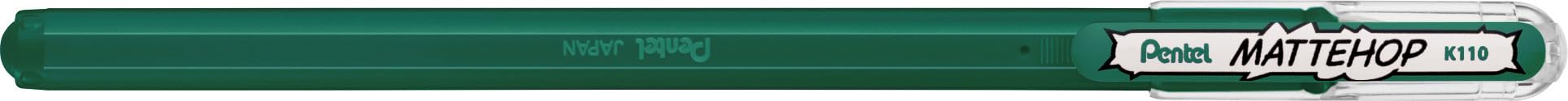 Pentel K110 MatteHop Gel Pen for Glossy & Photographic Paper, 1.0mm Tip, Dark Green (Pack of 12)