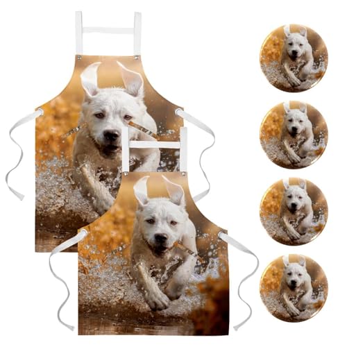 Tablier de cuisine anti-taches pour le nettoyage et la pâtisserie avec fixations broches