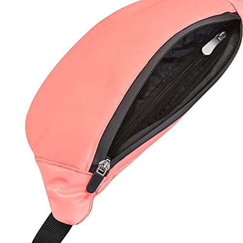 Image of Unisex Waist Pack Travel Handy Hiking Zip Pouch Elegant Style Document Money Phone Belt Sport Bag Bum Bag for Men and Women Nylon Adjustable Strap (Peach Pink)