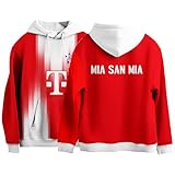 Generisch Bayern Hoodie Jungen Pullover,Bayern Fanartikel,Authentisch Langarm Sweatjacke Warm Kapuzenpullover mit Tasche,Geschenk für Fußballfans