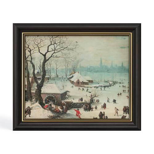 DAJONART Vintage Gold Framed Canvas Wall Art 12x10, Winter Landscape Print Artwork, Rustic Farmhouse Wall Decor for Living Room Bedroom Entryway, Countryside Wall Art Gift for Family and Friends