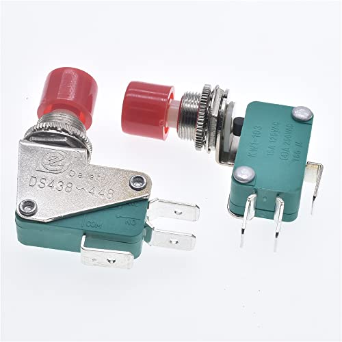 Commutateur 2 pièces DS-438 DS-448 SPDT Bouton Rouge Momentané Actionneur Mini 12MM 16A 125V/250V AC W1-103 6.3mm Broches Vert 16