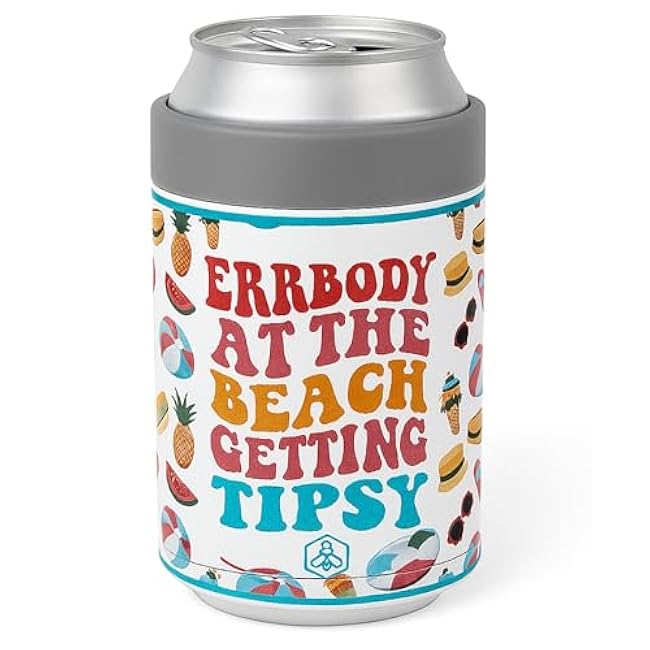 Biddlebee Can Cooler for Standard 12oz Cans & Bottles ¨C Stainless Steel Double Wall Vacuum Insulated Drink Holder ¨C Beach Gift for Men, Women, Vacation, Picnic