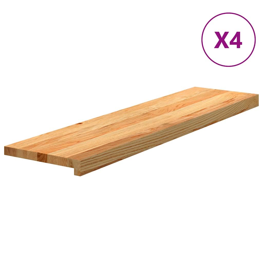 4 escalones de madera maciza de roble marrón claro 100 x 25 x 2 cm