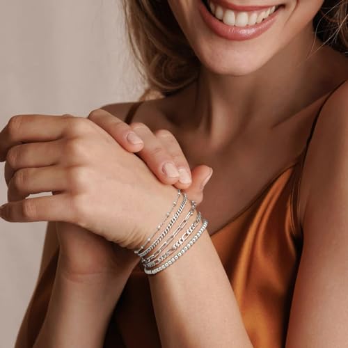 Image of adoyi Gold Bracelets for Women, 14K Gold Plated Stackable Bracelet Stack Set Adjustable Charm Paperclip Chain Cuban Link Layered Waterproof Jewelry Sets Gifts for Womens 6.5 Inch