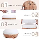 ASAKUKI 300ml Essential Oil Diffuser, Wood Grain Ultrasonic Aromatherapy Diffuser, Quiet Diffuser with 4 Timers, Auto Shut-Off & Colour-Changing LED for Home, Office, Yoga | Relaxation & Better Sleep - Image 8