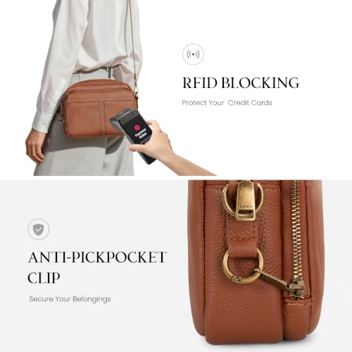 Image of befen Genuine Leather Crossbody Bag for Women Anti Theft Purse and Hangbags with Built in RFID Wallet