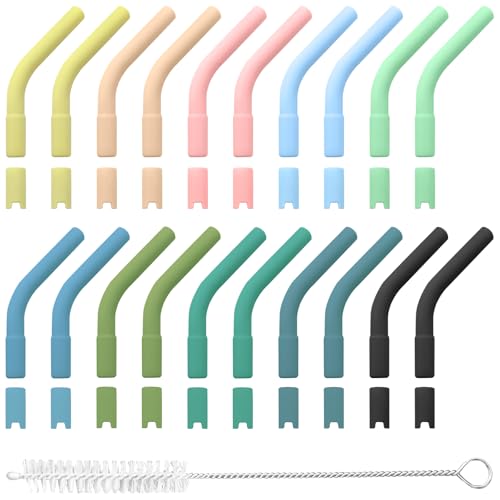 40Pcs Silicone Straw Tips and Pedestals, Reusable Rubber Straw Tips for Metal Straws, Silicone Extender Tip Covers for Stanley Cup Tumbler Fit for 8-10mm Diameter Straws