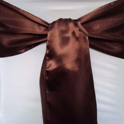 mds 125 Pieces Satin Chair Sashes Bow for Wedding and Events Supplies Party Decoration Chair Cover sash -Coffee