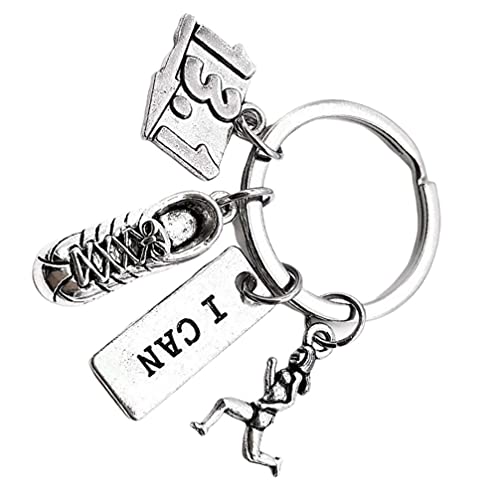 Amosfun Halbmarathon Läufer Schlüsselanhänger - I Can Inspirierender Taschenanhänger Laufschmuck für Mädchen Frauen Abschlussfeier Souvenir