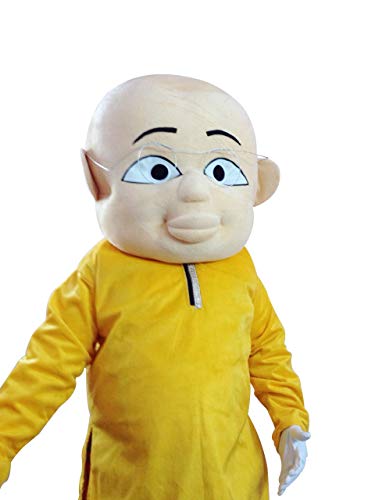 Image of Bookmycostume Buy Patlu Cartoon Mascot Costume For Theme Birthday Party & Events Adults Full Size Adults, Yellow - Fleece