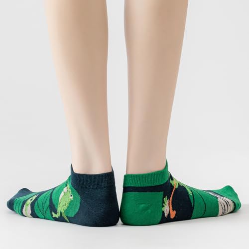Image of 2 Pairs Funny Cartoon Animal Print Cotton Ankle Socks for Women Teens