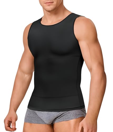 Gotoly Mens Compression Shirt to Hide Gynecomastia Moobs Chest Slimming (Black 4X-Large)