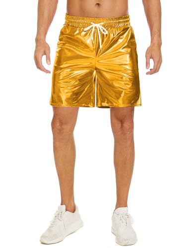 Zerbala Men's Metallic Shorts Shiny Rave Shiny Sparkly Shorts with Pockets4