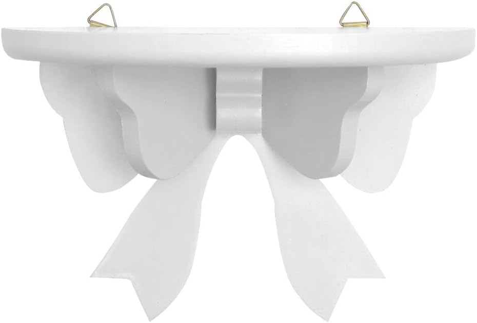 DOITOOL Wooden Floating Shelf Wall Mounted, Nordic Style Butterfly Semicircle Storage Shelf for Wall, Decoration Shelves for Bathroom, Bedroom, Kitchen, Living Room Display (White)