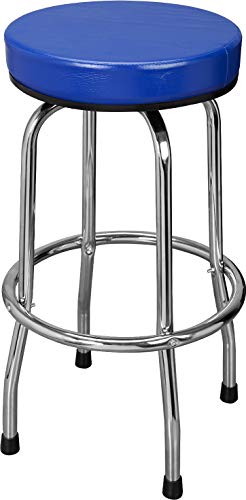 Image of TCE ATRP6185U Torin Swivel Bar Stool: Padded Garage /Shop Seat with Chrome Plated Legs, Blue