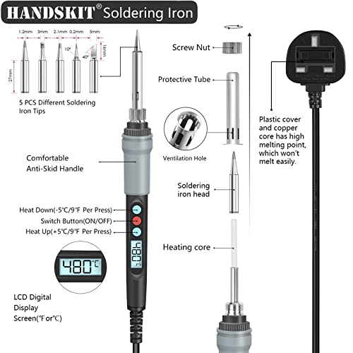 Soldering Kit,Soldering Iron with Multimeter,NO-Soldering Welding Tools/Cutter/Solder Wire/Solder Iron Tip and PU Tools Bag