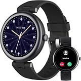 SHANG WING Lynn Montre Connectée Femme Ronde Petite 1,09 Pouce Elegante Montre Sport Cardio Podometre Marche Saturation Oxygène Montre Intelligente Multifonctions Idee Cadeau Noel Femme Noir