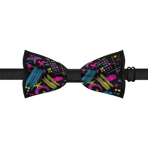 GoasNei Retro 80s 90s Bow Tie for Men Adjustable Necktie Funny Tie Neck Ties for Weddings Party