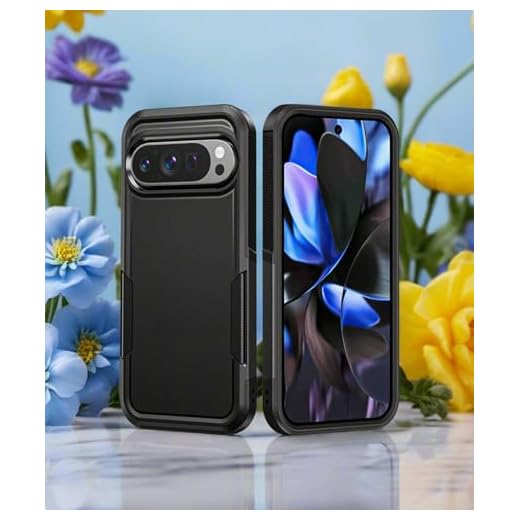 for Google Pixel 9/9 Pro Case,Dual Layer Shockproof Protective Cell Phone Cover,Military Grade Drop Proof Protection,Hybrid Matte Textured Rugged Hard Cases,Black