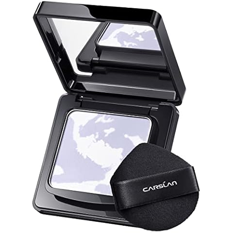 CARSLAN Oil Control Face Pressed Powder Compact, 24H Longlasting Waterproof Pressed Setting Powder Foundation Makeup, Shine Free, Poreless, Smooth, 03 Light Purple for dry skin (0.28Oz) Cover