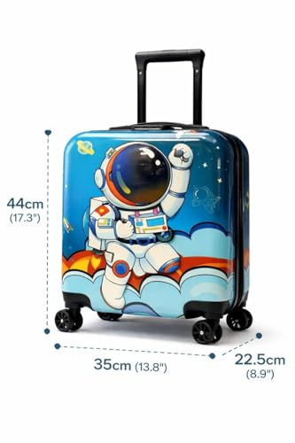 Image of Kids Carry On Luggage with Wheels, 18-inch Hard Shell Suitcase for Boys & Girls, Lightweight Toddler Rolling Travel Bag with Retractable Handle, Durable Hardside Spinner Suitcase for Airplane Travel